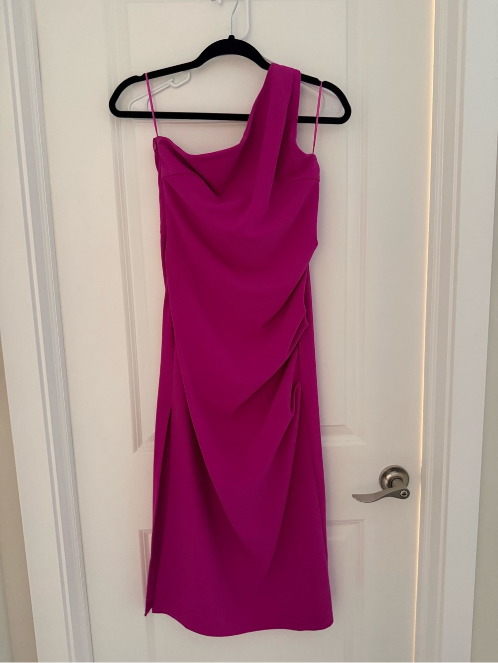 Boohoo Fuchsia One-Shoulder Midi Dress